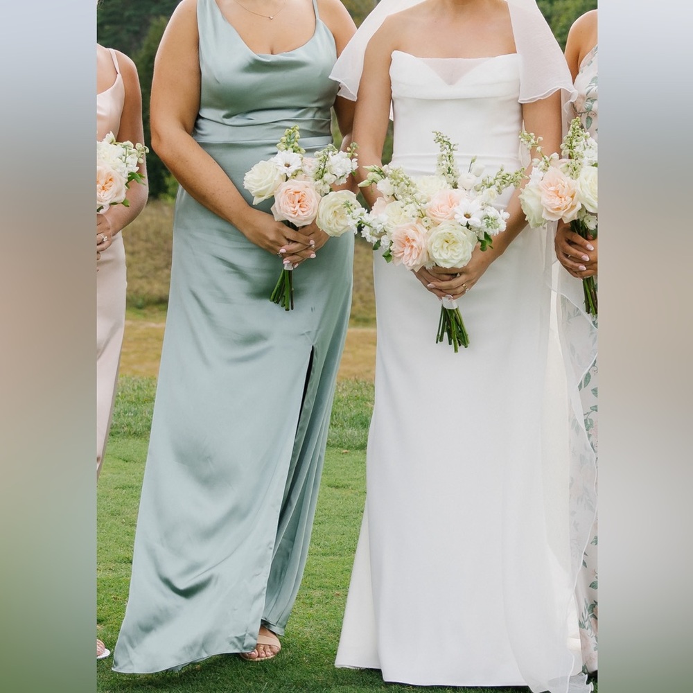 Revelry Maxine Satin - Sage Bridesmaid Dresses